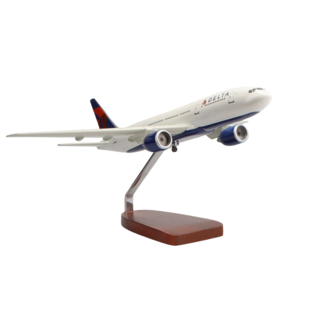 BOEING™ 777-200LR DELTA AIR LINES EDICIÓN LIMITADA MODELO GRANDE DE CAOBA