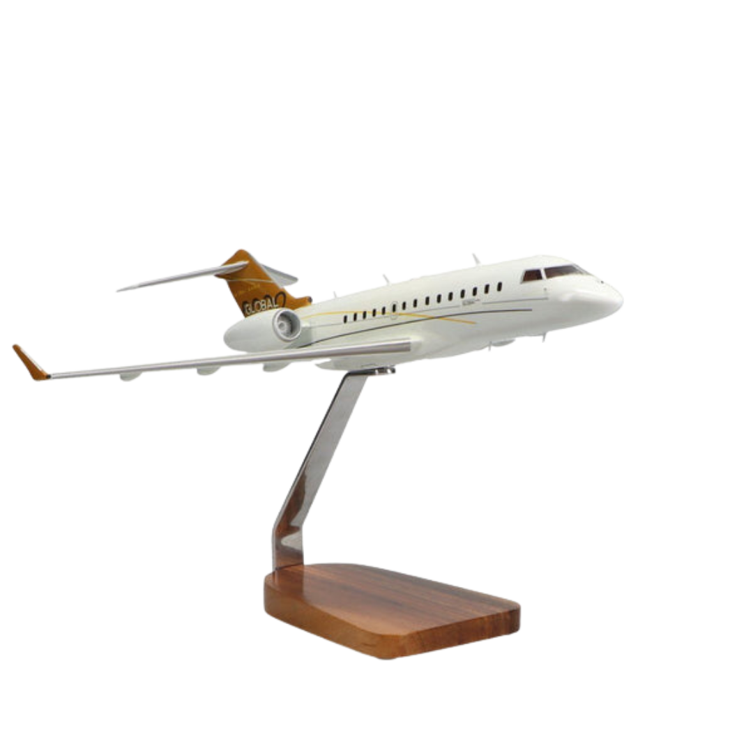 BOMBARDIER GLOBAL EXPRESS CLEAR CANOPY EDICIÓN LIMITADA MODELO GRANDE EN CAOBA