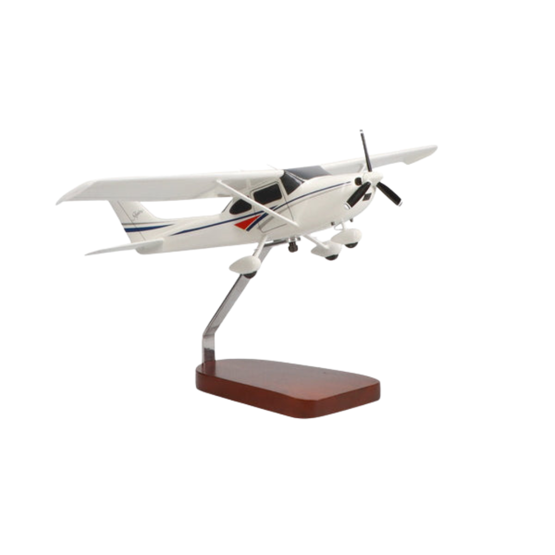 CESSNA® 182 SKYLANE (BLANCO) MODELO GRANDE DE CAOBA DE EDICIÓN LIMITADA