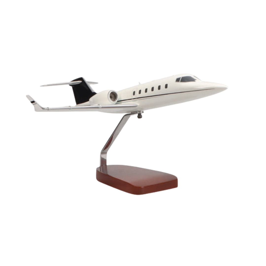 LEARJET 60 (NEGRO, GRIS) MODELO GRANDE DE CAOBA DE EDICIÓN LIMITADA