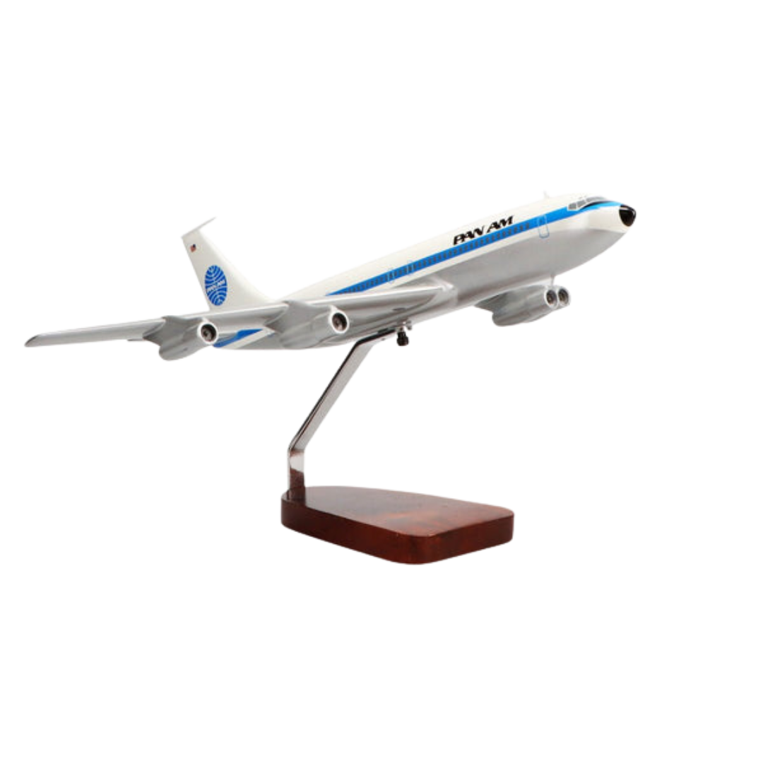 BOEING™ 707-320 PAN AMERICAN EDICIÓN LIMITADA MODELO GRANDE DE CAOBA