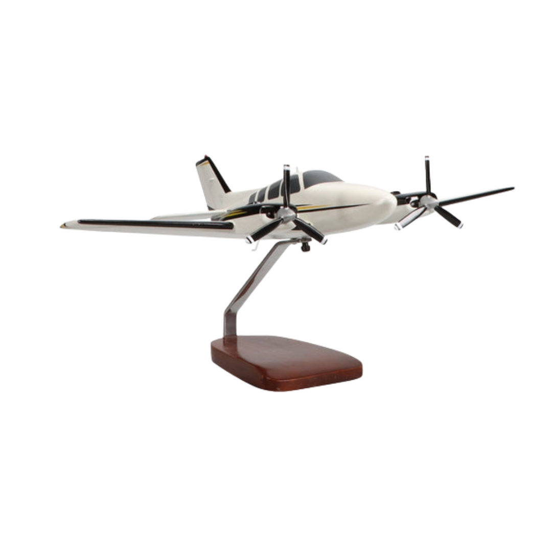 BEECHCRAFT® BARON G58 (AMARILLO/NEGRO) MODELO GRANDE DE CAOBA DE EDICIÓN LIMITADA