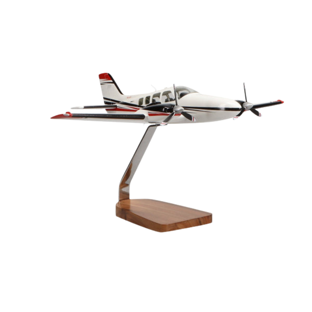 BEECHCRAFT® BARON G58 - MODELO DE CAOBA GRANDE DE EDICIÓN LIMITADA CON DOSEL TRANSPARENTE