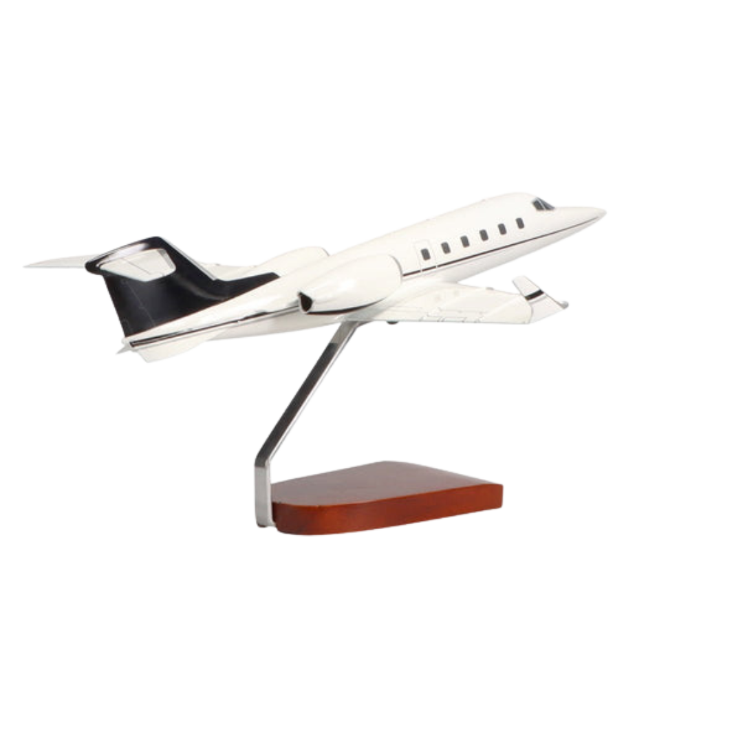 LEARJET 60 (NEGRO, GRIS) MODELO GRANDE DE CAOBA DE EDICIÓN LIMITADA