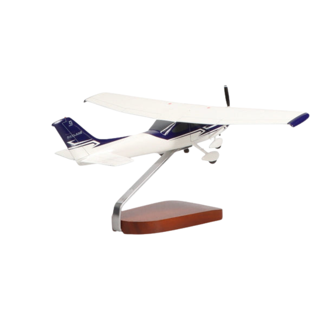 CESSNA® 182 SKYLANE (AZUL Y BLANCO), MODELO GRANDE DE CAOBA DE EDICIÓN LIMITADA