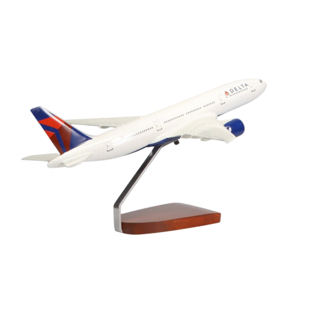 BOEING™ 777-200LR DELTA AIR LINES EDICIÓN LIMITADA MODELO GRANDE DE CAOBA