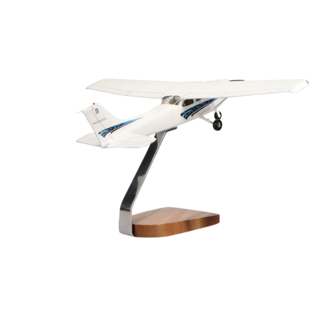 CESSNA® 172 SKYHAWK SP (AZUL) MODELO GRANDE DE CAOBA CON DOSEL TRANSPARENTE, EDICIÓN LIMITADA