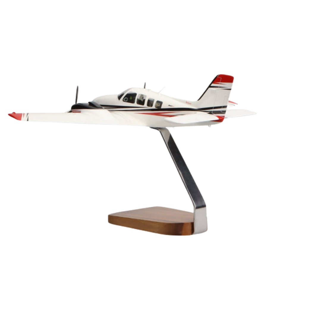 BEECHCRAFT® BARON G58 - MODELO DE CAOBA GRANDE DE EDICIÓN LIMITADA CON DOSEL TRANSPARENTE