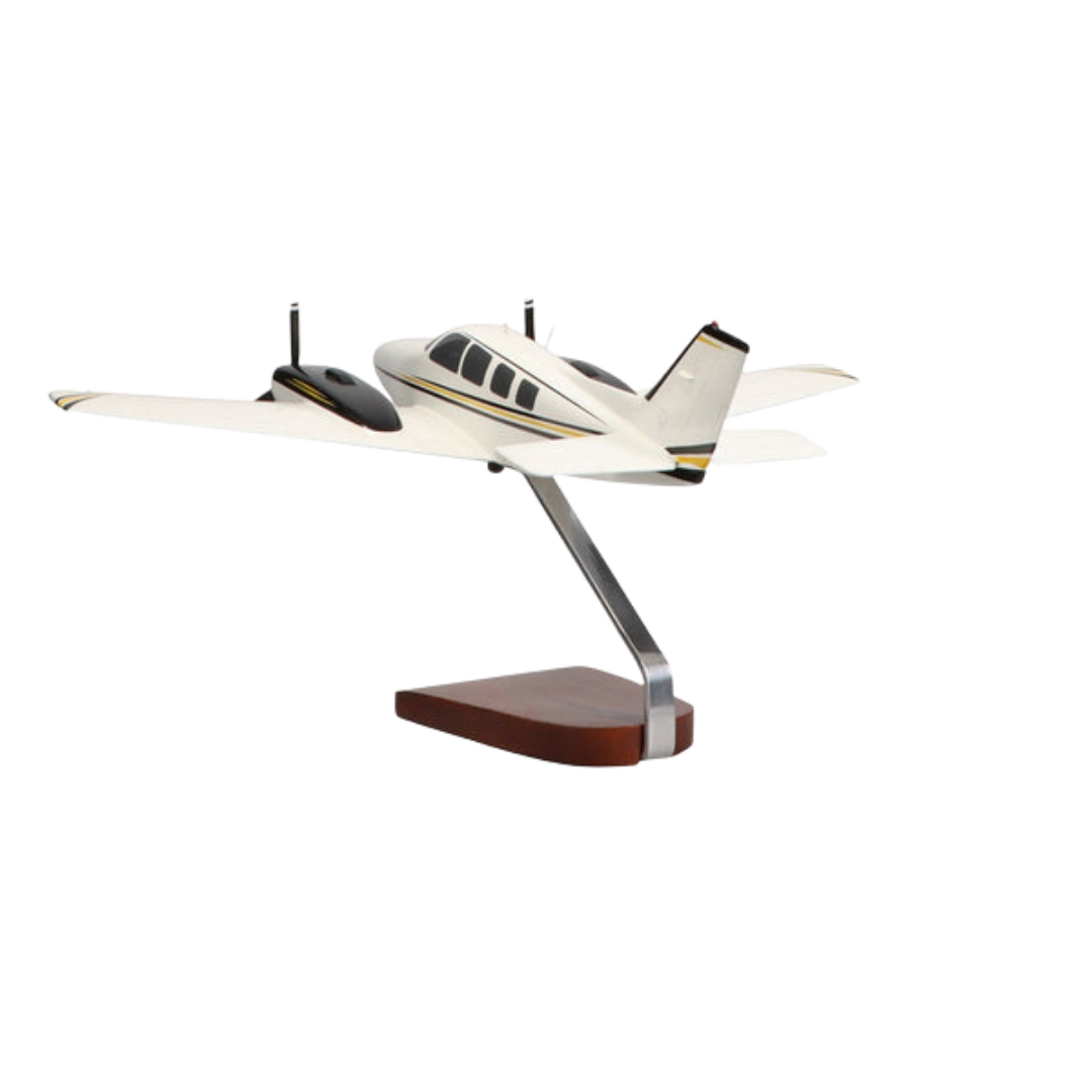 BEECHCRAFT® BARON G58 (AMARILLO/NEGRO) MODELO GRANDE DE CAOBA DE EDICIÓN LIMITADA