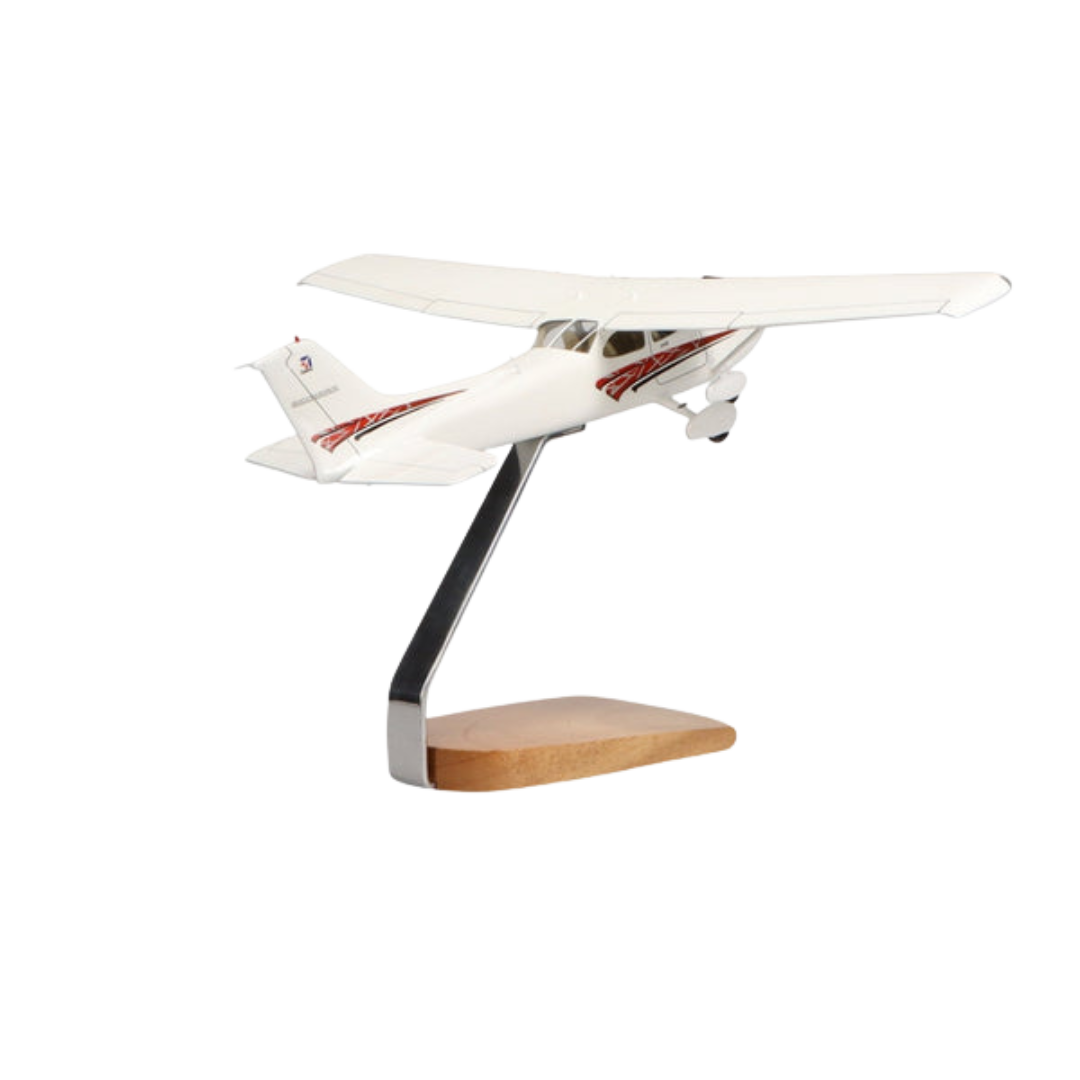 CESSNA® 172 SKYHAWK SP (ROJO) MODELO GRANDE DE CAOBA DE EDICIÓN LIMITADA CON DOSEL TRANSPARENTE