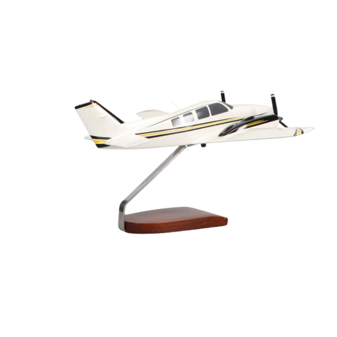 BEECHCRAFT® BARON G58 (AMARILLO/NEGRO) MODELO GRANDE DE CAOBA DE EDICIÓN LIMITADA