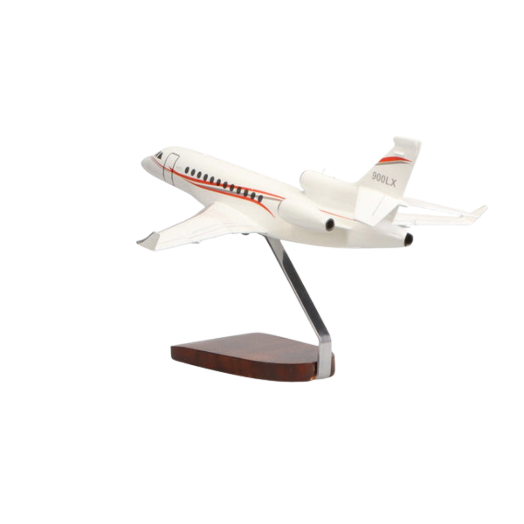 MODELO DASSAULT FALCON 900 DE EDICIÓN LIMITADA DE GRAN TAMAÑO EN CAOBA