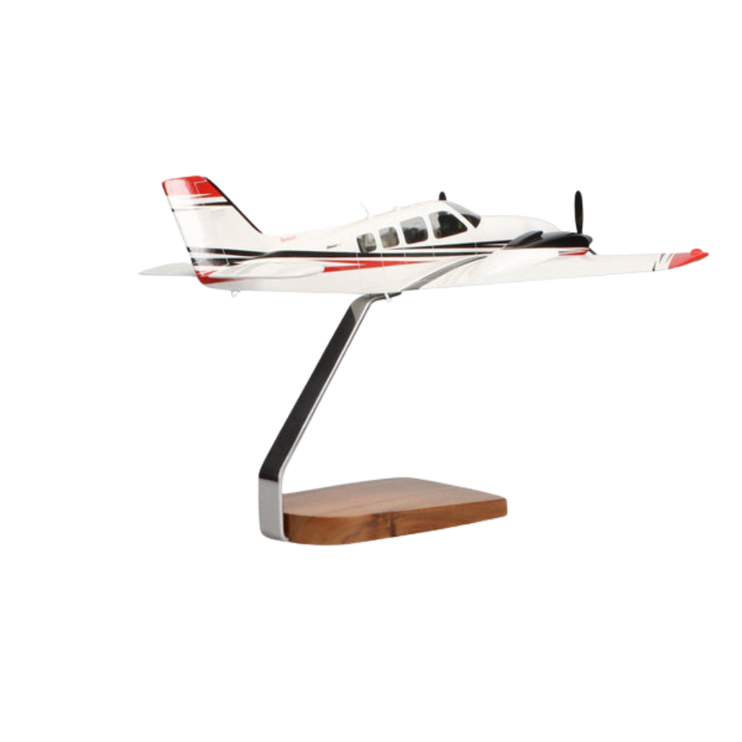 BEECHCRAFT® BARON G58 - MODELO DE CAOBA GRANDE DE EDICIÓN LIMITADA CON DOSEL TRANSPARENTE