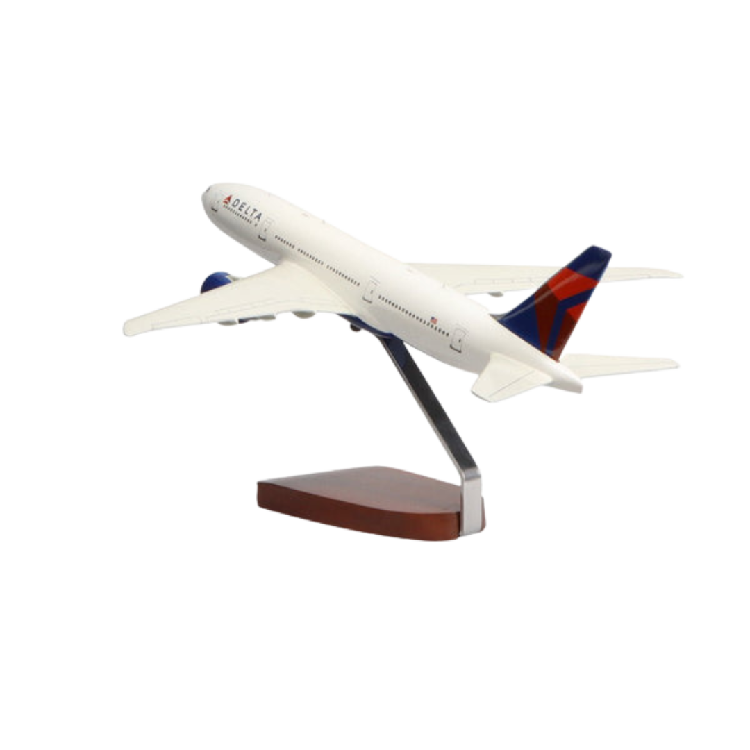 BOEING™ 777-200LR DELTA AIR LINES EDICIÓN LIMITADA MODELO GRANDE DE CAOBA