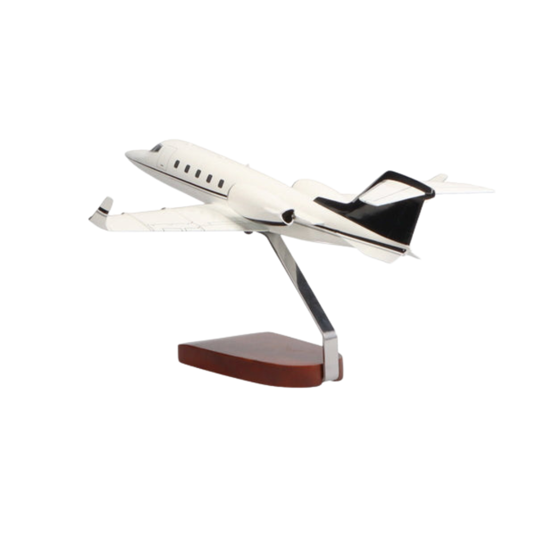 LEARJET 60 (NEGRO, GRIS) MODELO GRANDE DE CAOBA DE EDICIÓN LIMITADA