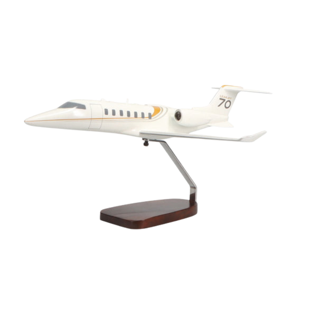 MODELO GRANDE DE CAOBA LEARJET 70 DE EDICIÓN LIMITADA