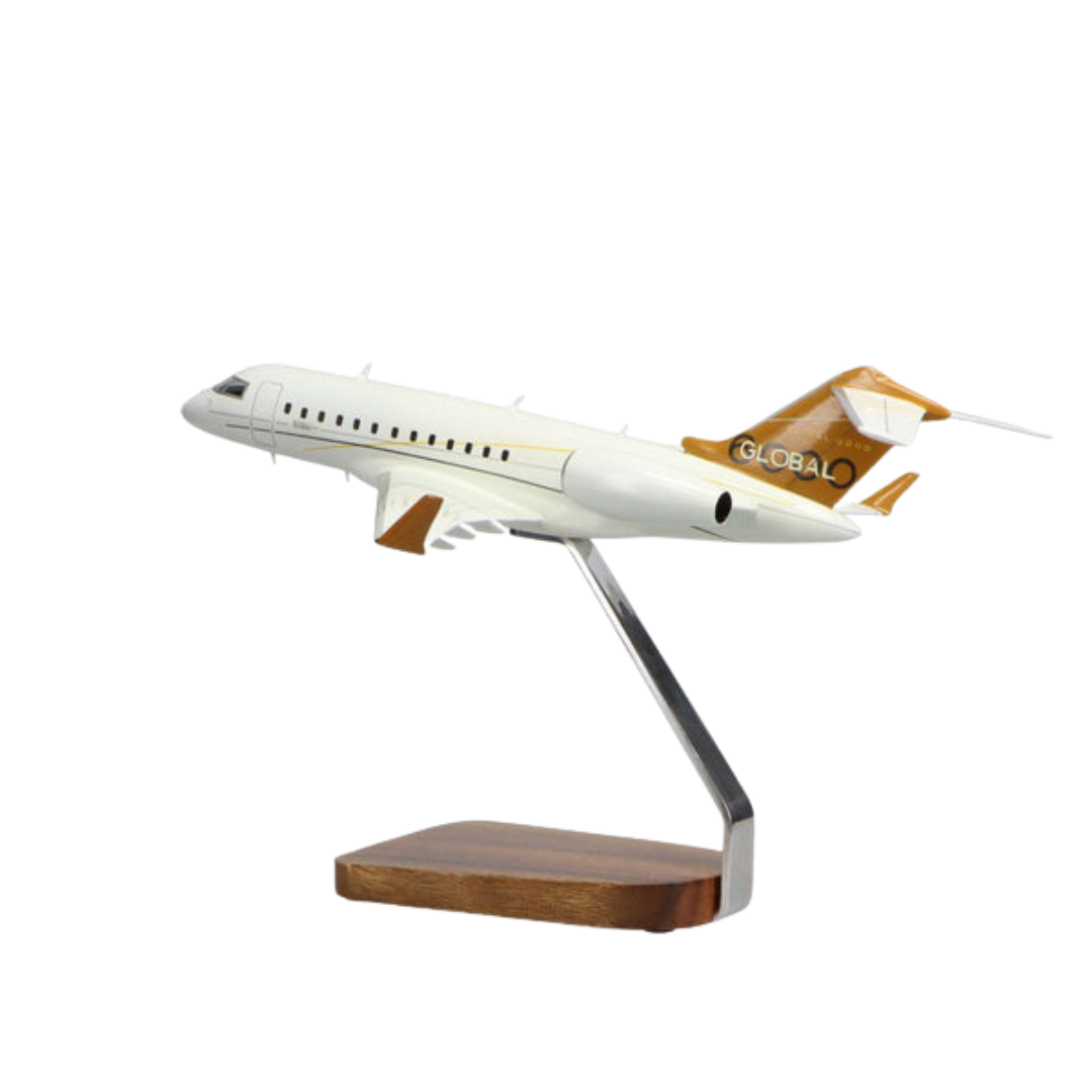 BOMBARDIER GLOBAL EXPRESS CLEAR CANOPY EDICIÓN LIMITADA MODELO GRANDE EN CAOBA